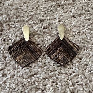 Brown and Gold Chevron Earrings